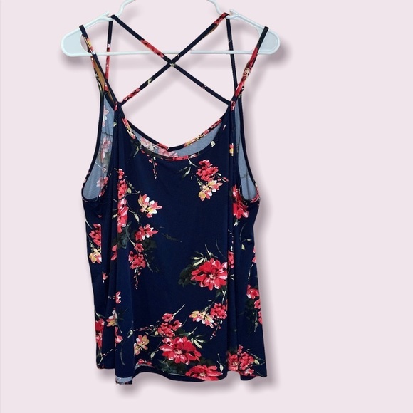 Papermoon Navy Floral Strappy Knit Tank Top - Picture 5 of 8